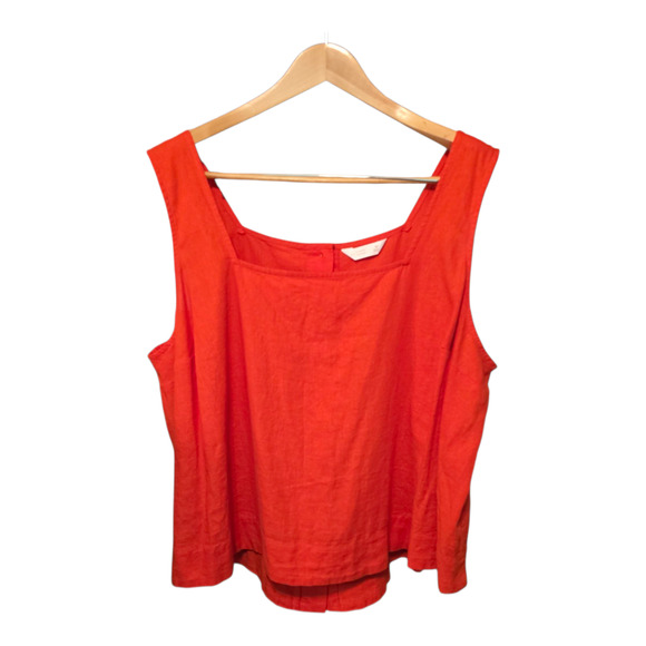 LC Lauren Conrad Tank Top Womens Size 3X Red Linen Blend Hi-Lo Hem Beach Summer - Picture 1 of 9